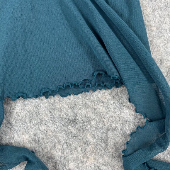 Vintage Y2K Only Hearts Top Lace Trim Blue Wrap Long Sleeve Size P/S - Picture 8 of 11